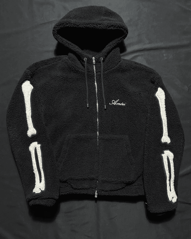 Amiri Bones Fleece Hoodie with Zipper - Image 1