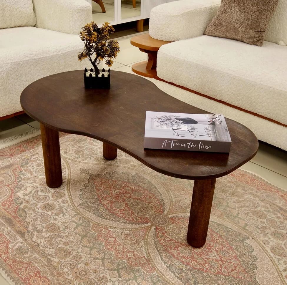 Pear-Shaped Birch Plywood Coffee Table – Modern Living Room Table - Image 1