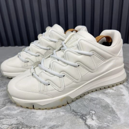 Zig-Zag Monogram Leather Designer Sneakers - Size 10.5 - Image 1